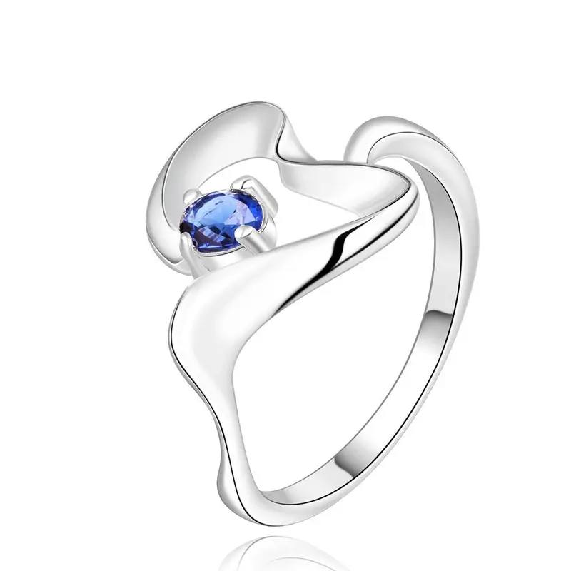 Luxurio Silver Plated Rings Insets -Sapphire S In Euros Joias 14 1