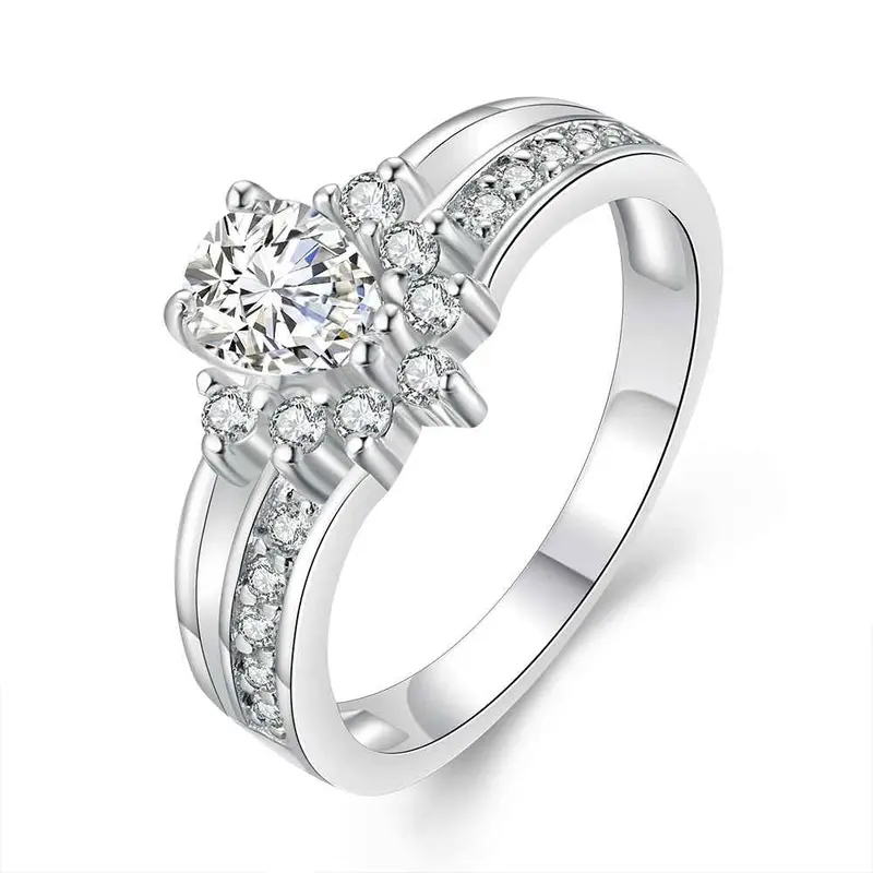Luxurio Silver Plated Wedding Ring Droplets Insets Opal Wedding Decoration 684 1