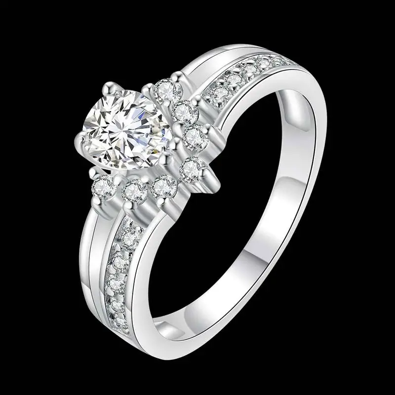 Luxurio Silver Plated Wedding Ring Droplets Insets Opal Wedding Decoration 684 2