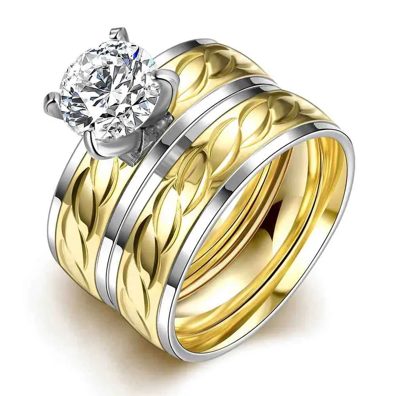 Luxurio Titanium Steel Wedding Ring Thick Rose Aliancas Costume Jewellery165 1