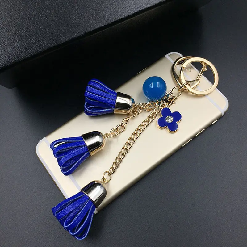 Luxurious Leather Tassels Bag Hanging With Bow Key Chains Alloy Key Ring Keychains Jewelry For Bags Car Pendant Ornaments 2