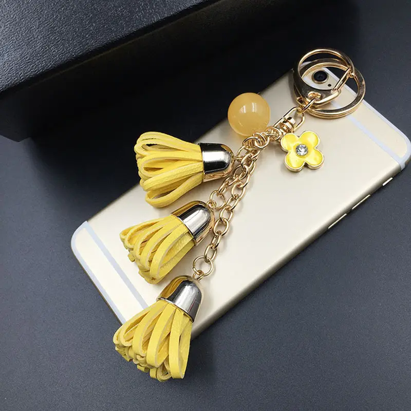 Luxurious Leather Tassels Bag Hanging With Bow Key Chains Alloy Key Ring Keychains Jewelry For Bags Car Pendant Ornaments 3