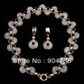 Luxury 18K Rose Gold Champagne Wire Zircon Crystal Fashion Earring And Necklace Sets 1