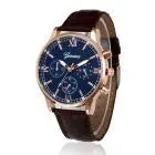 Luxury 3 Eyes Geneva Watch Men Top Retro Design Pu Leather Band Analog Quartz Wristwatch Relogio Masculino 2