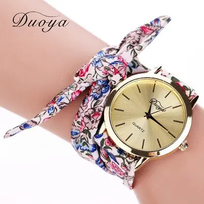 Luxury Bracelet Watch Fabric Scarf Band Women Analog Casual Quartz Wristwatch Clock Flower Relogio For Women Gift 3