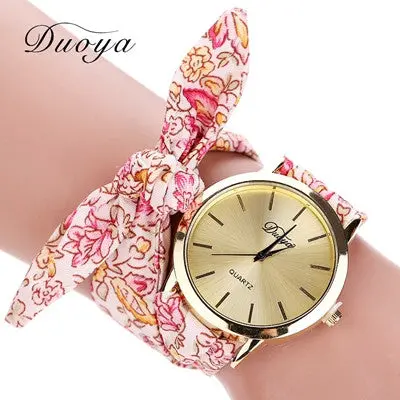 Luxury Bracelet Watch Fabric Scarf Band Women Analog Casual Quartz Wristwatch Clock Flower Relogio For Women Gift 4