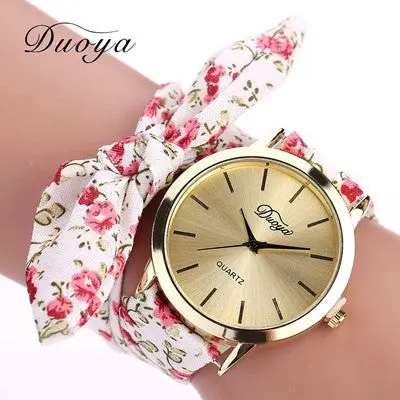 Luxury Bracelet Watch Fabric Scarf Band Women Analog Casual Quartz Wristwatch Clock Flower Relogio For Women Gift 5