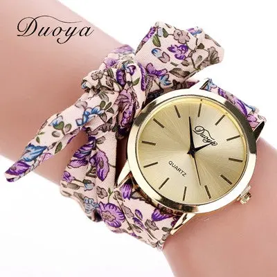 Luxury Bracelet Watch Fabric Scarf Band Women Analog Casual Quartz Wristwatch Clock Flower Relogio For Women Gift 6