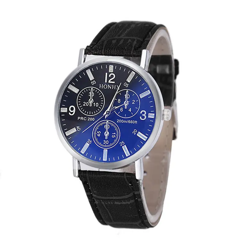 Luxury Brand Mens Crocodile Pu Leather Analog Blu-Ray Business Wrist Watch Quality Men Watch Clock Relogio Masculino 1