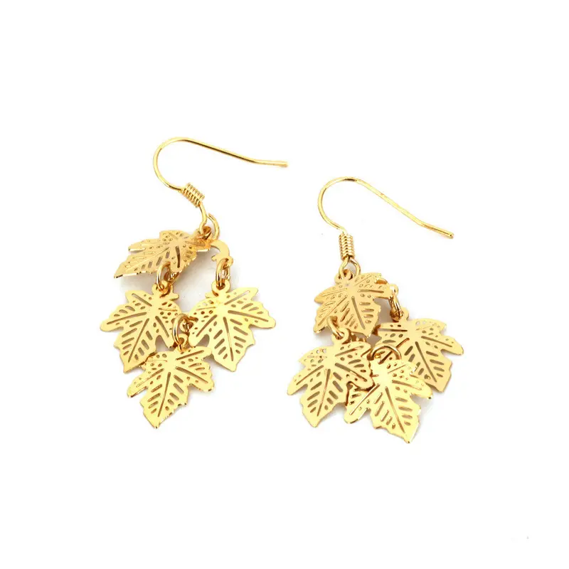 Luxury Brincos Long Earring Gold Stud Earrings Maple Leaves Earrings For Women Jewelry Pendientes Brincos 1