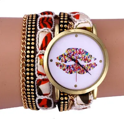 Luxury Casual Women's Watches Pu Leather Korean Crystal Rivet Bracelet Watch Girls Ladies Relogio 1
