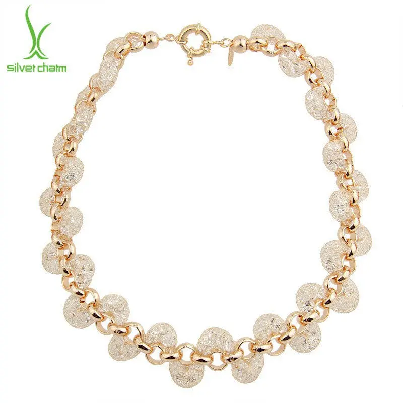 Luxury Catring 18K Rose Gold Champagne Wire Zircon Crystal Necklace Fashion Sn046 1