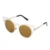 Luxury Classic Noveltymetal Temple Framecat Eye Round Circle Uv400 Sunglasses Trendy Eyewear 8