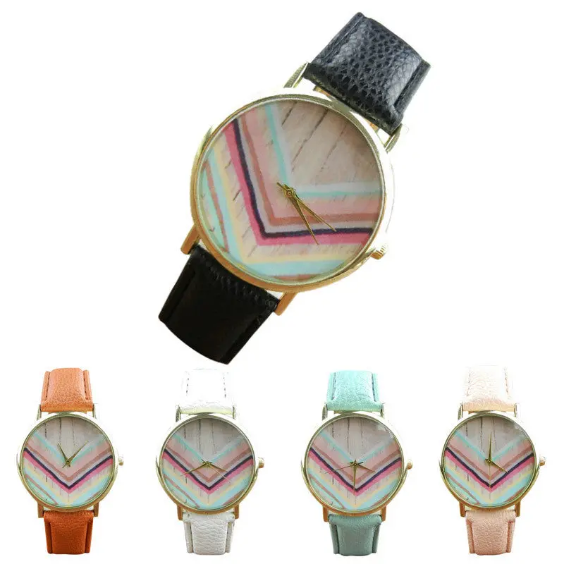 Luxury Colorful Faux Leather Women Watches Relojes Mujer Ladies Quartz Analog Clock Wrist Hour 4