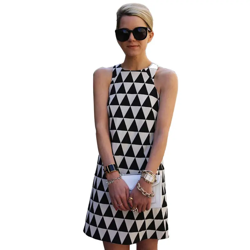 Luxury Dress Women Ladies Vintage Sexy Sleeveless Office Party Short Mini Dress Vestido De Festa Feida 1