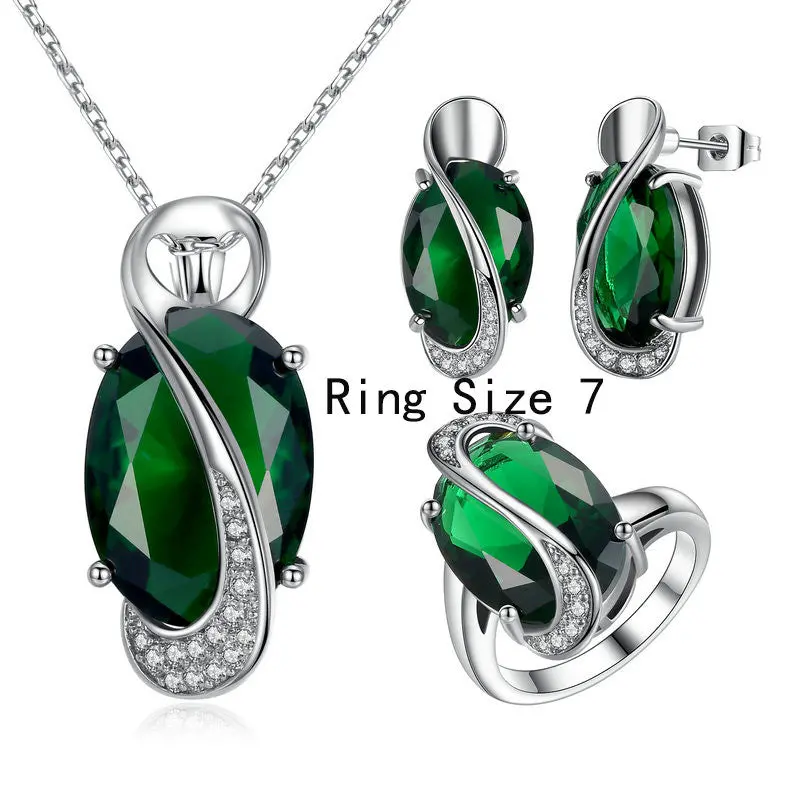 Luxury Elegant Green Oval Cutting Big Emerald Sets For H158 1