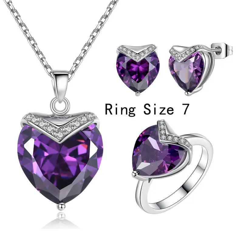 Luxury Elegant Purple Heart Cutting Stone Sets For H154 1
