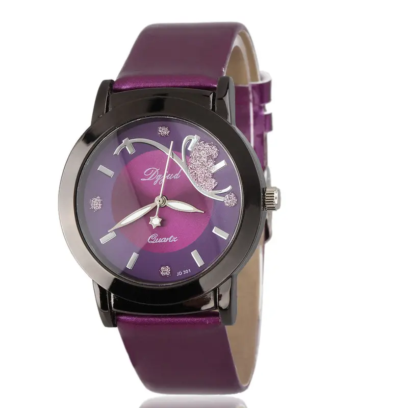 Luxury Exquisitecrystal Leather Strap Wristwatchescasual Analog Quartz Dress Watches Relogio Feminino 1