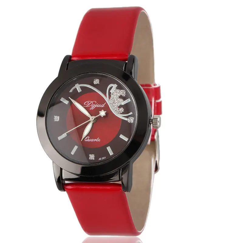 Luxury Exquisitecrystal Leather Strap Wristwatchescasual Analog Quartz Dress Watches Relogio Feminino 2