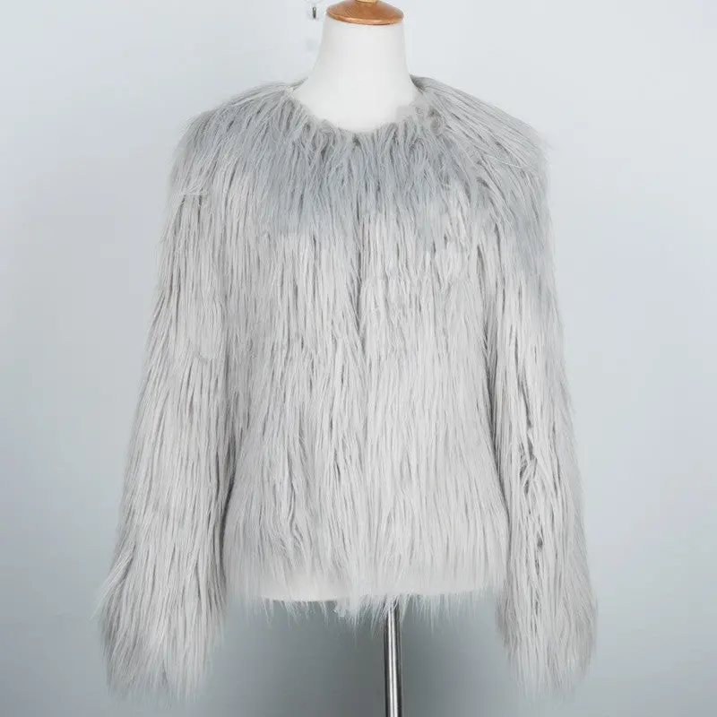 Luxury Faux Fur Coat – Shaggy Pink or White Warm Jacket in Plus Sizes