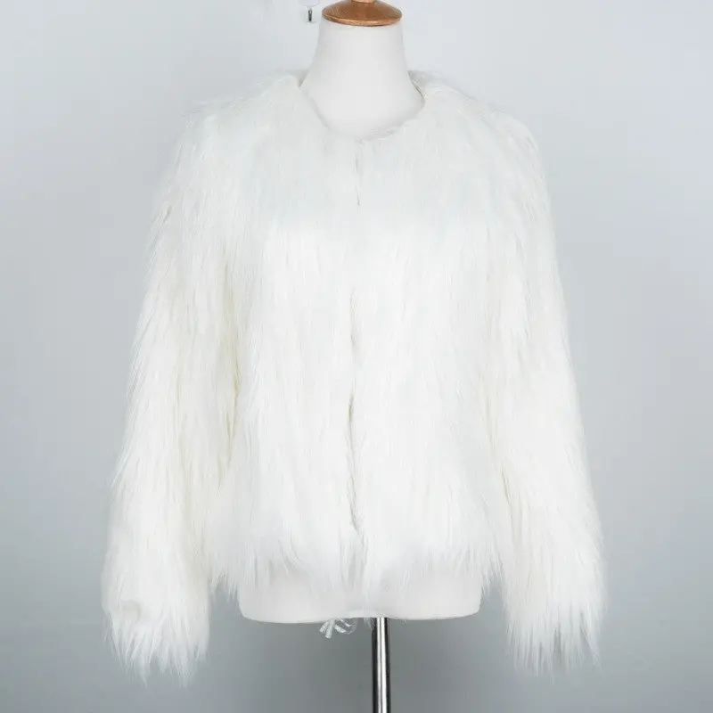 Luxury Faux Fur Coat – Shaggy Pink or White Warm Jacket in Plus Sizes