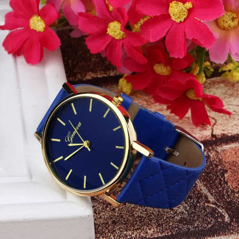 Luxury Faux Leather Geneva Watches Candy Color Quartz Watch S Women Men Reloj Relogio 3