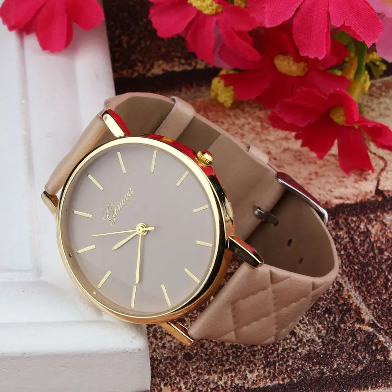 Luxury Faux Leather Geneva Watches Candy Color Quartz Watch S Women Men Reloj Relogio 4