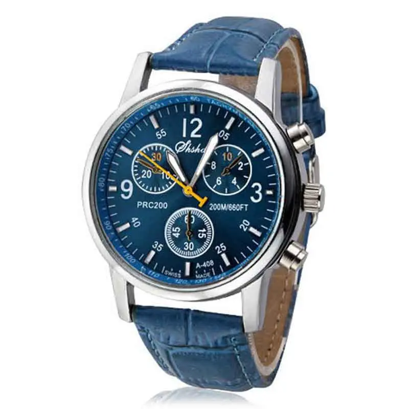 Luxury Faux Leather Men's Watch Business Watch Men Sport Watches Military Hour Men Luxury Army Wristwatch 2