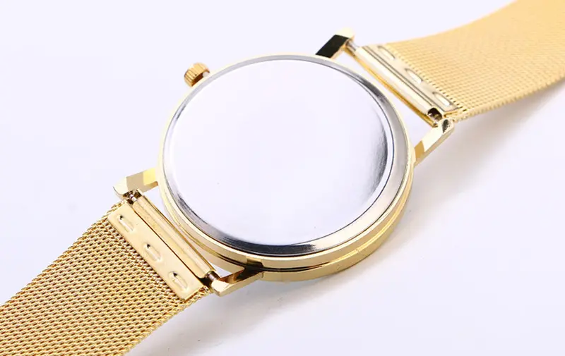 Luxury Gold Stainless Steel Analog Quartz Wrist Watch Women Montre Gift Feida 2