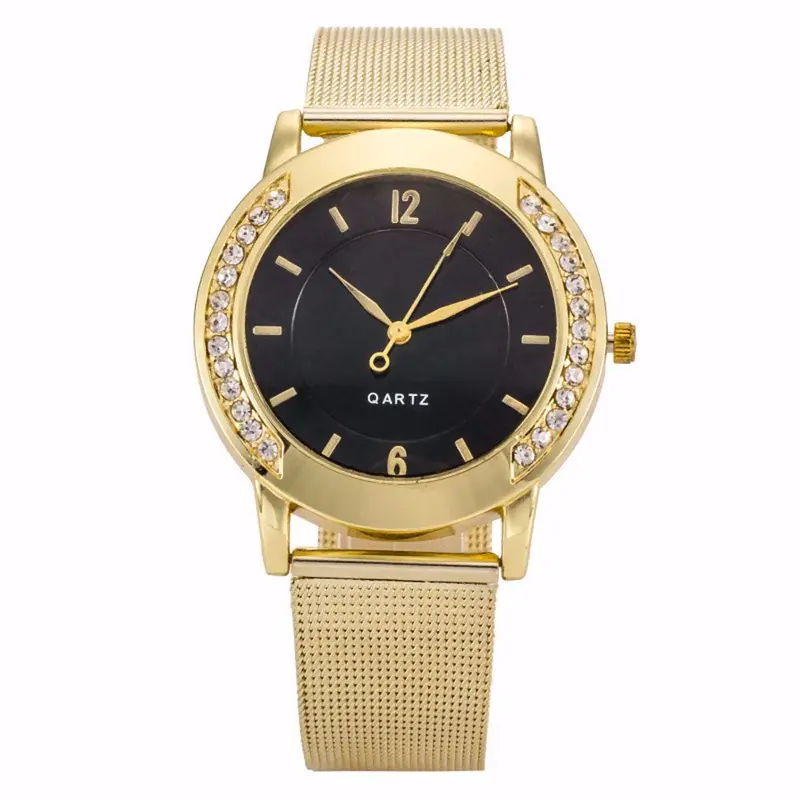 Luxury Gold Watch Ladies Watches Crystal Stainless Steel Analog Quartz Wrist Watches For Women Relojes Mujer 1