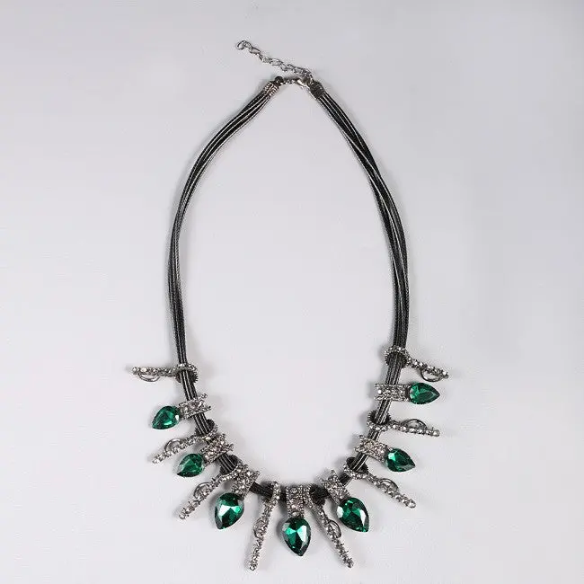 Luxury Gorgeous Vintage Blue Gray Rhinestone Bib Statet Chunky Necklaces Wedding Jewelry 3