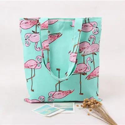 Luxury Handbags Women Bags Designer Flamingos Canvas Shoulder Shopping Bag Bolsos Femenina 1