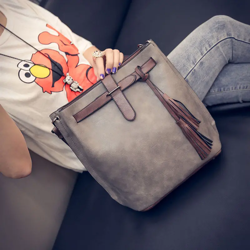 Luxury Handbags Women Bags Designer Messenger Bucket Vintage Retro Big Simple Pu Leather Shoulder Crossbody Bag Bolsos Mujer 4