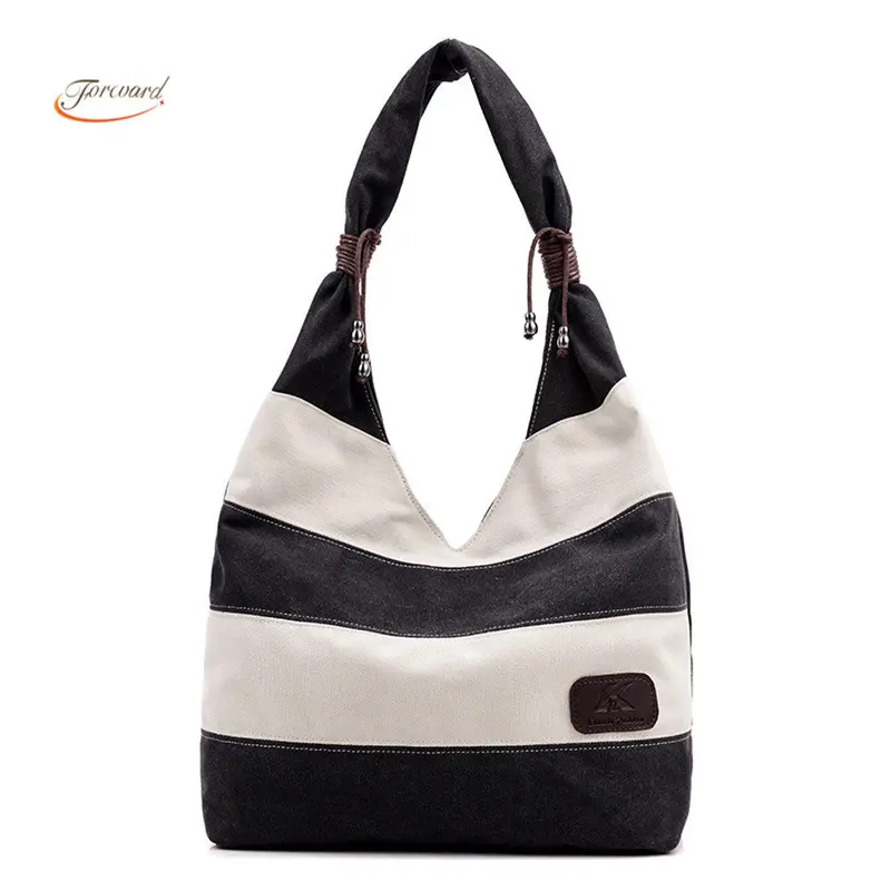 Luxury Hbags Women Stripe Canvas Large Capacity Shoulder Bags Large Tote Ladies Daily Use Hbag Tote 1