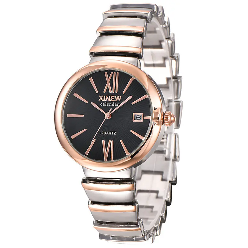 Luxury Ladies Women Girl Stainless Steel Quartz Date Wrist Watch Feida 1