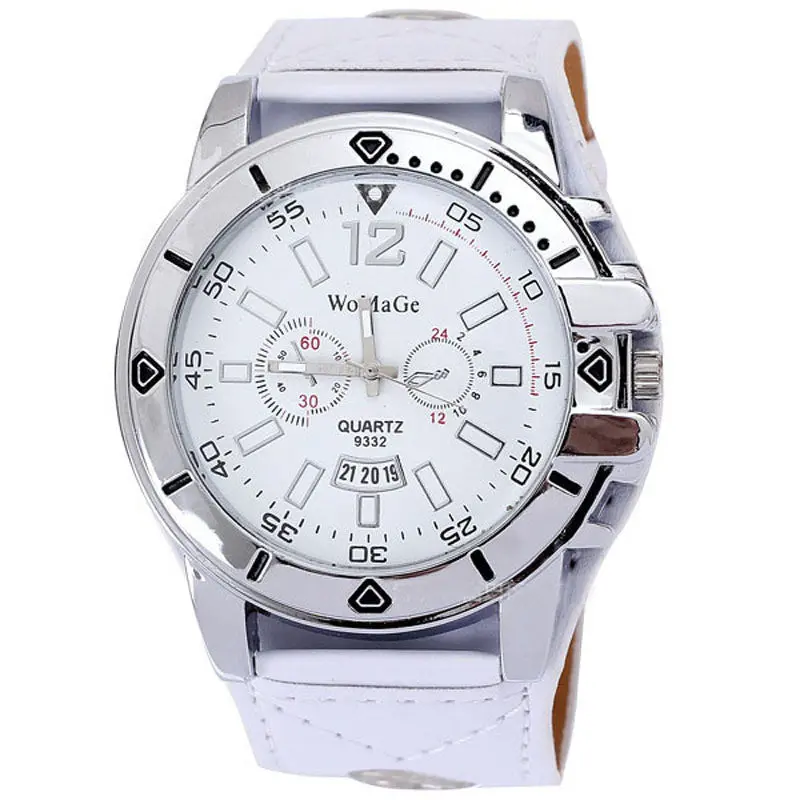 Luxury Men Watch Black Analog Sport Clocks Quartz Date Pu Leather Army Wrist Watch 3