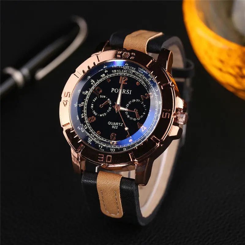 Luxury Men's Watch Quartz Faux Leather Wrist Watches Erkek Kol Saati Horloges Mannen Dropshipping Feida 1