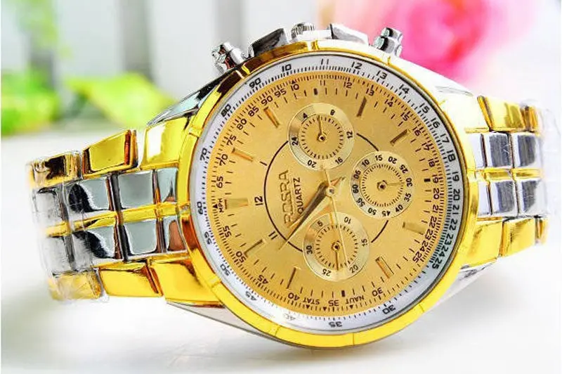 Luxury Men's Watch Roman Numerals Gold Watches Metal Analog Quartz Clock Man Relogio Masculino 2