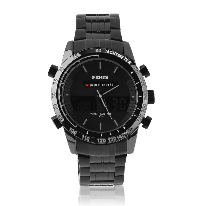 Luxury Multifunctional Quartz Led Analog Digital Sports Watch Stainless Steel Wristwatch 1