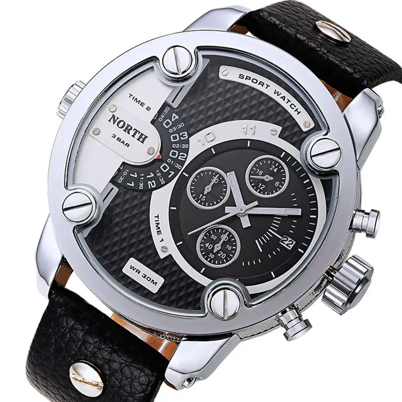 Luxury North Watches Men Sports Leather Waterproof Quartz Pulse Watch Feida 1