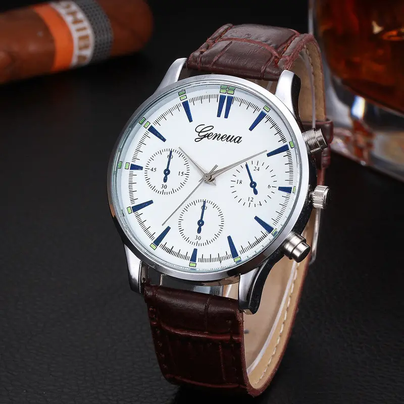 Luxury Relojes Hombre Mens Watch Retro Design Leather Band Analog Alloy Quartz Wrist Watch Clock Men Feida 1
