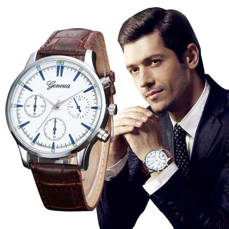 Luxury Relojes Hombre Mens Watch Retro Design Leather Band Analog Alloy Quartz Wrist Watch Clock Men Feida 2