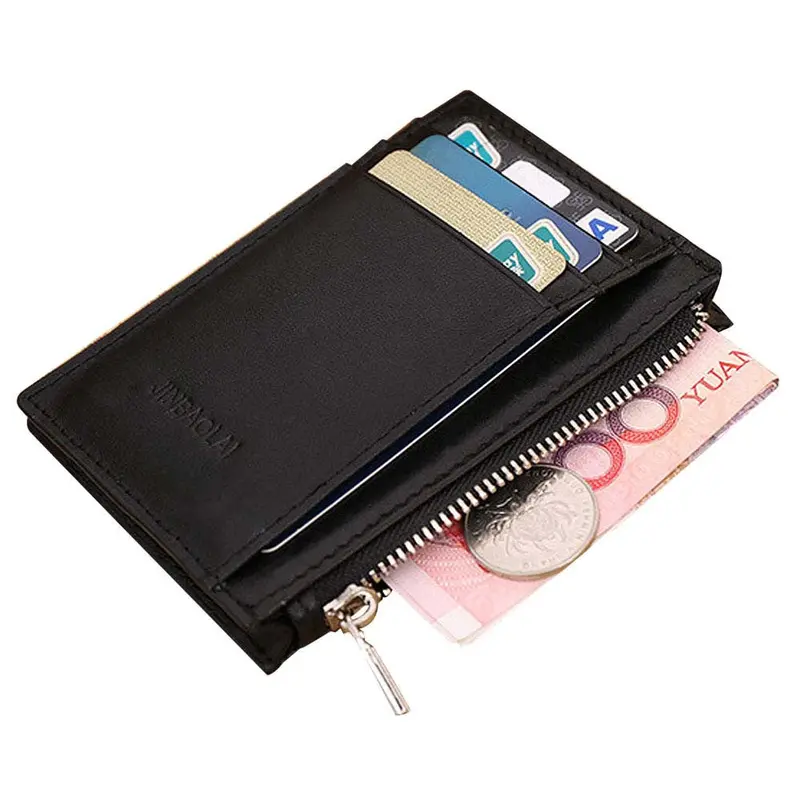 Luxury Retro Zipper Mens Leather Wallet Credit Id Card Purse 1