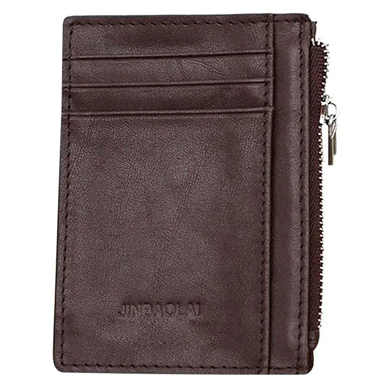 Luxury Retro Zipper Mens Leather Wallet Credit Id Card Purse 2