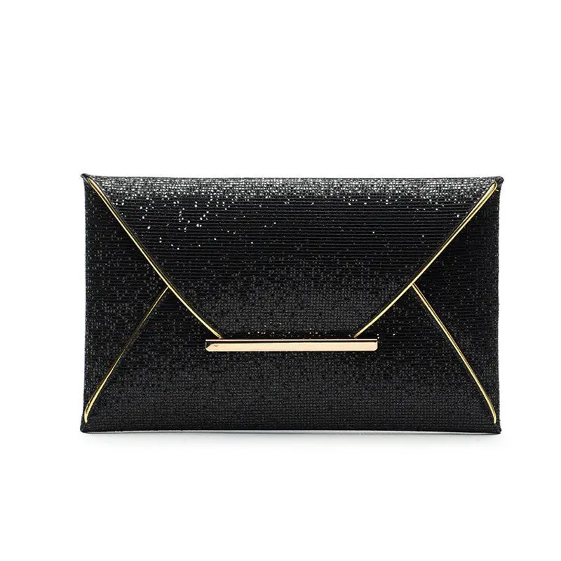 Luxury Shining Womens Sequins Envelope Bag Evening Party Purse Clutch Hbag Black Wild 1