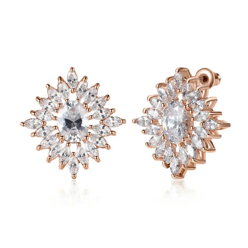 Luxury Stud Earrings Rose Gold Plated With Aaa Zircon For Crystals Earrings In Stud Earrings E062-Wh 1