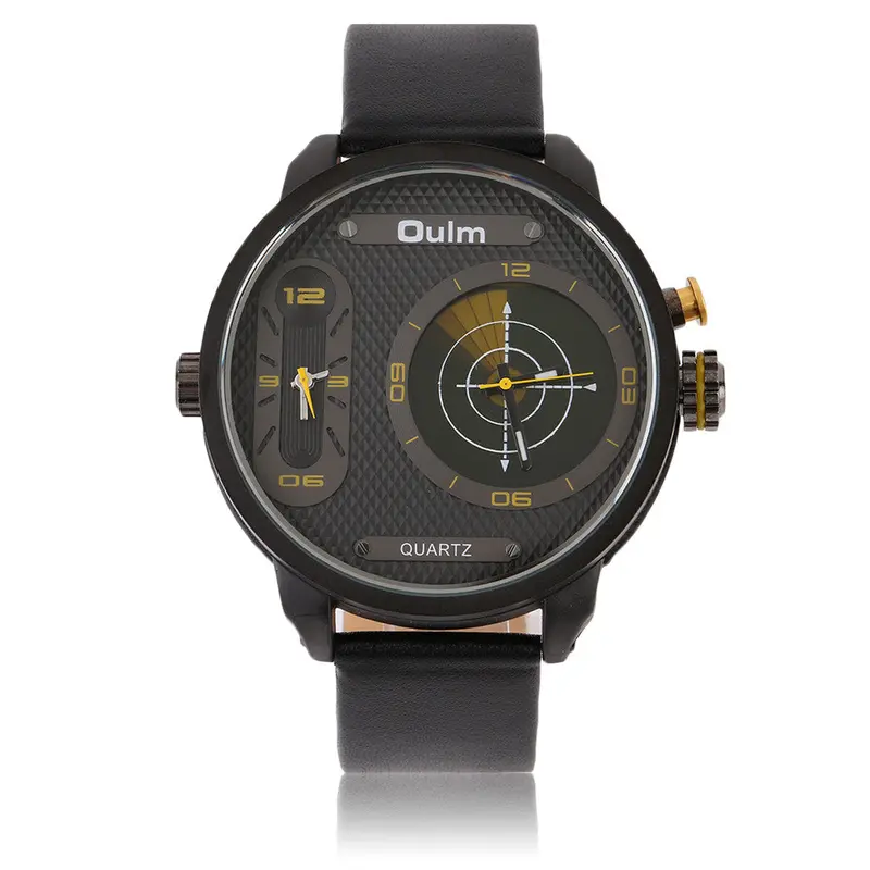 Luxury Unique Different Design Dual Time Big Round Dial Quartz Wristwatch 4