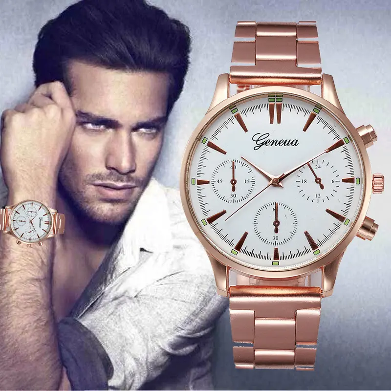 Luxury Watch Men Women Crystal Stainless Steel Analog Quartz Wrist Watch Relojes Hombre Rose Gold Relogio Feida 1