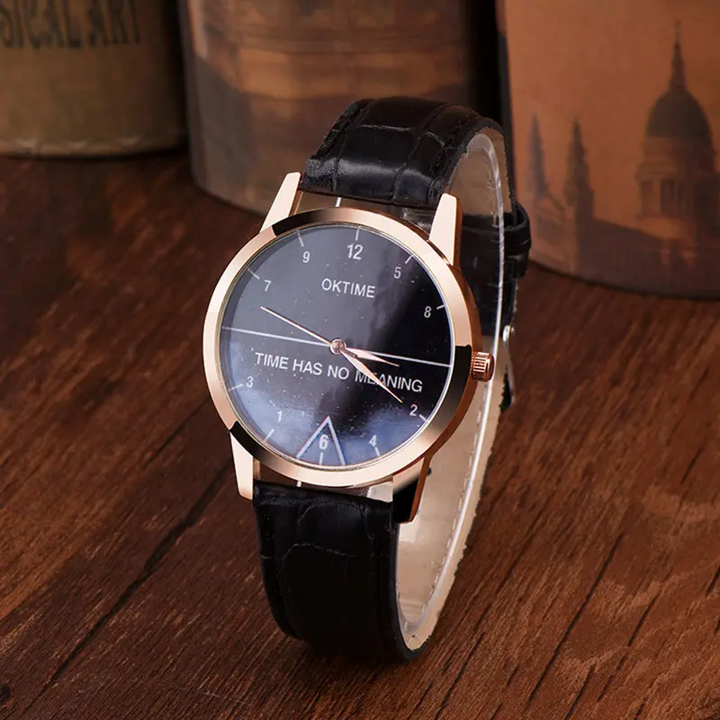 Luxury Watch Oktime Famous Time Has No Meaning Quartz Watch Leather Band Wrist Watch Montre Reloj Relogio Masculino 1