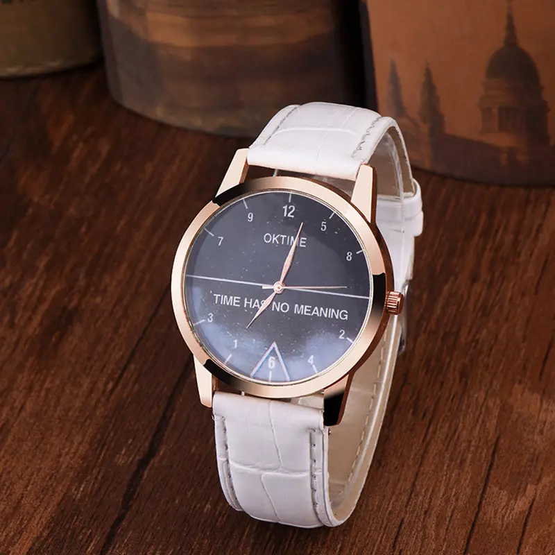 Luxury Watch Oktime Famous Time Has No Meaning Quartz Watch Leather Band Wrist Watch Montre Reloj Relogio Masculino 3